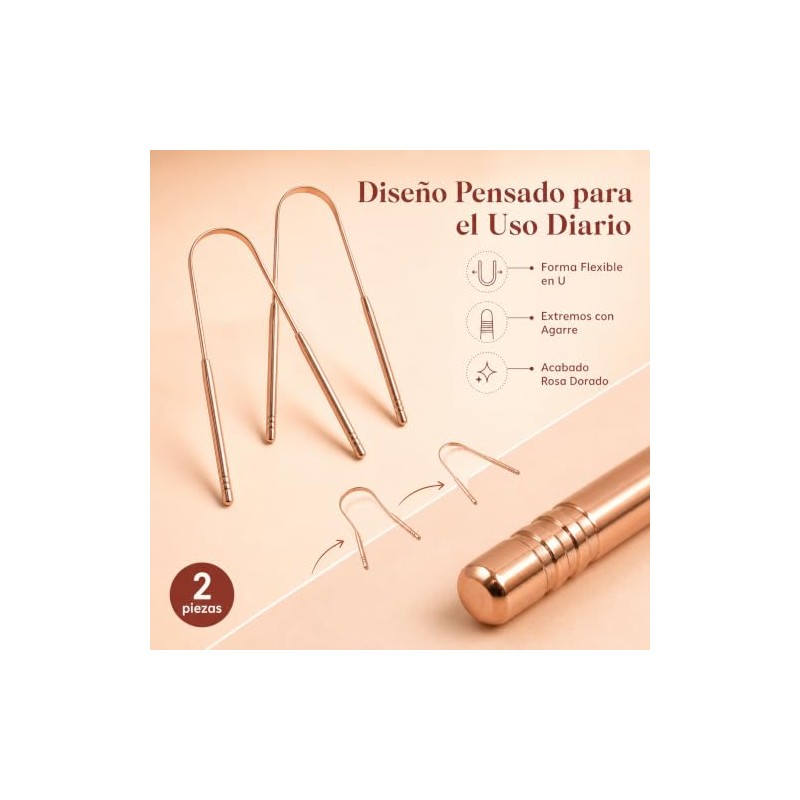 2Pzs Raspador de Lengua Acero Inoxidable, Limpiador de Lengua