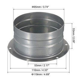 PATIKIL 4" Duct Connector Flange, Metal Straight Pipe Exhaust Flange Duct Mounting Plate with Screws for Air Heating Cooling Ventilation HVAC System