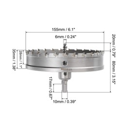 HARFINGTON Metal Hole Saw TCT Carbide Cutter 155mm / 6.1" Dia for Stainless Steel, Metal
