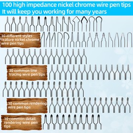 100pcs Wood Burning Kit,Wood Burning Tips Wood Burner tip,Burning Tool Wood Burning High impedance Nickel-Chromium Wire Pen tip Wood Burning Tool Pen tip can Replace Accessories (Pen tips-1-100 p)