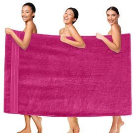 Elegant Comfort Three Line Popcorn Extra Large Luxury Bath Towel - 40" x 80" inch, Premium Hotel Spa Quality 1 Piece Oversized Bath Sheet 100% Turkish Cotton Super Soft Highly Absorbent, Hot Pink