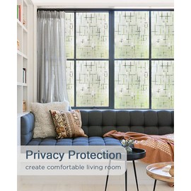 NINETREX Frosted Window Privacy Film,Window Cling Privacy Film, Decorative Glass Static Cling Non-Adhesive Vinyl Removable for Home Office Cross Pattern,17.5 x 78.7Inches