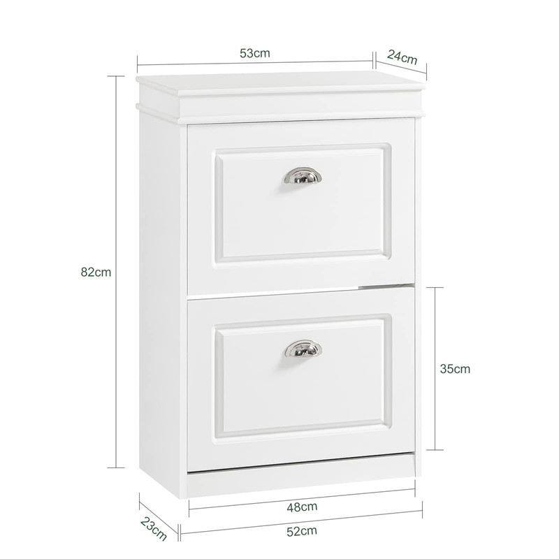 SoBuy White 2 Flip-Drawers Shoe Cabinet, Slim Shoe Rack, Shoe