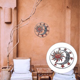 GANAZONO 1pc Iron Sun Moon Wall Art Decoration Iron Craft for Indoor and Outdoor Vibrant Wall Hanging Decor for Unique Home and