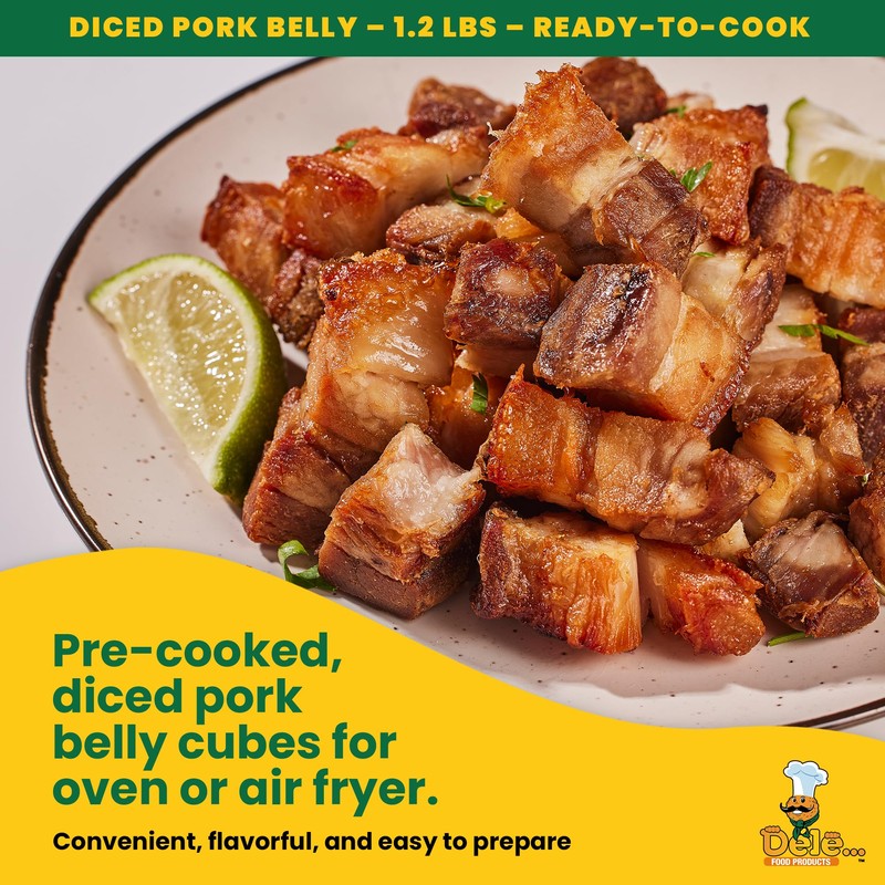 DELE FOOD Diced Pork Belly Chicharron, 1.2 lbs – Pre-Cooked
