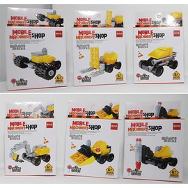 Bottles N Bags 6 Building Block Construction Vehicles for Kids - Assorted Mini Toy Building Kits - Birthday Party Favors & Toys - 6 Sets