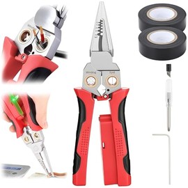 8-in-1 Pinzas Pelacables con Función de Medición de Electricidad, Herramienta Multifuncional para Corte, Pelado, Crimpado y Detección de Corriente, In