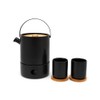 Bredemeijer Black Ceramic Tea Mugs with Wooden Coaster Set of