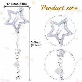 Pndeyo 2pcs Star Tassels Hair Clips for Women, Non-Slip 2000s Y2k Snap Hair Barrettes, Cute Star Beaded Pendant Hair Pin Accessories for Braid Long Short Thin Thick Hair