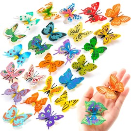 24 PCS Plastic Butterflies Toy, Butterfly Action Figures Art Toys, 24 Styles Colorful Lifelike Interactive Butterfly Decoration for Kindergarten, School Education and Animal Themed Party Decor