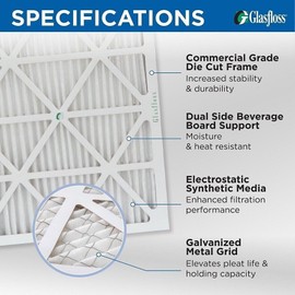 Glasfloss 16-3/8 x 21-1/2 x 1 MERV 10 Pleated Air Filters Box of 6. Replacement filters for Carrier, Payne, & Bryant.