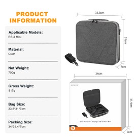 SYACHI Portable Shoulder Bag for RS3 Mini, Portable Carrying Case for DJI RS 4Mini Handheld 3-Axis Gimbal Stabilizer Hard Case for Travel, Dji Rs4 Mini, Portable shoulder bag with shoulder strap