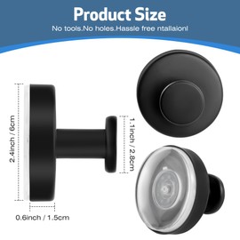 YAOZUP Suction Cup Hooks, 4 Pieces Suction Cup Hooks, Maximum Load 5 kg, Suction Towel Hook, Suction Hook, Extra Strong, No Drilling, Black Suction Hooks for Bathroom, Kitchen, Smooth Window, Wall,