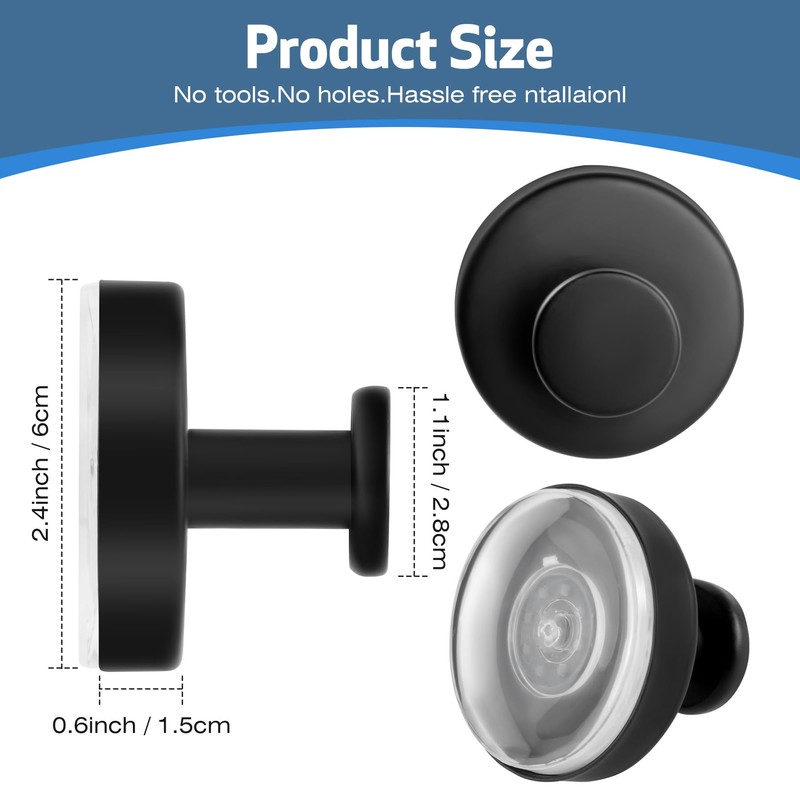 YAOZUP Suction Cup Hooks, 4 Pieces Suction Cup Hooks, Maximum