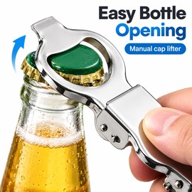 Multifunction Bottle Opener for Home & Bar – Stainless Steel Cap Opener with Sealing Lid for Beer Bottles