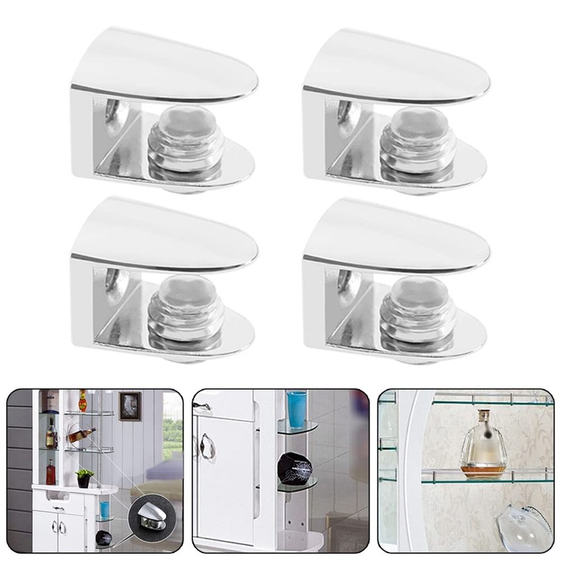 Pack of 4 Glass Shelf Bracket Adjustable Clamp Brackets Holders