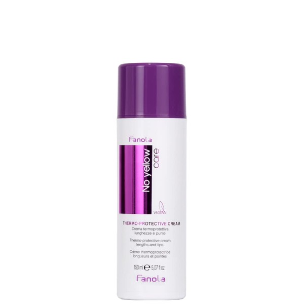 Fanola No Yellow Thermo-Protective Cream, Hair Cream for Blonde, Bleached and Grey Hair, Heat Protection for Hair Preventing Split Ends With Anti-Oxidazing Action, 150ml