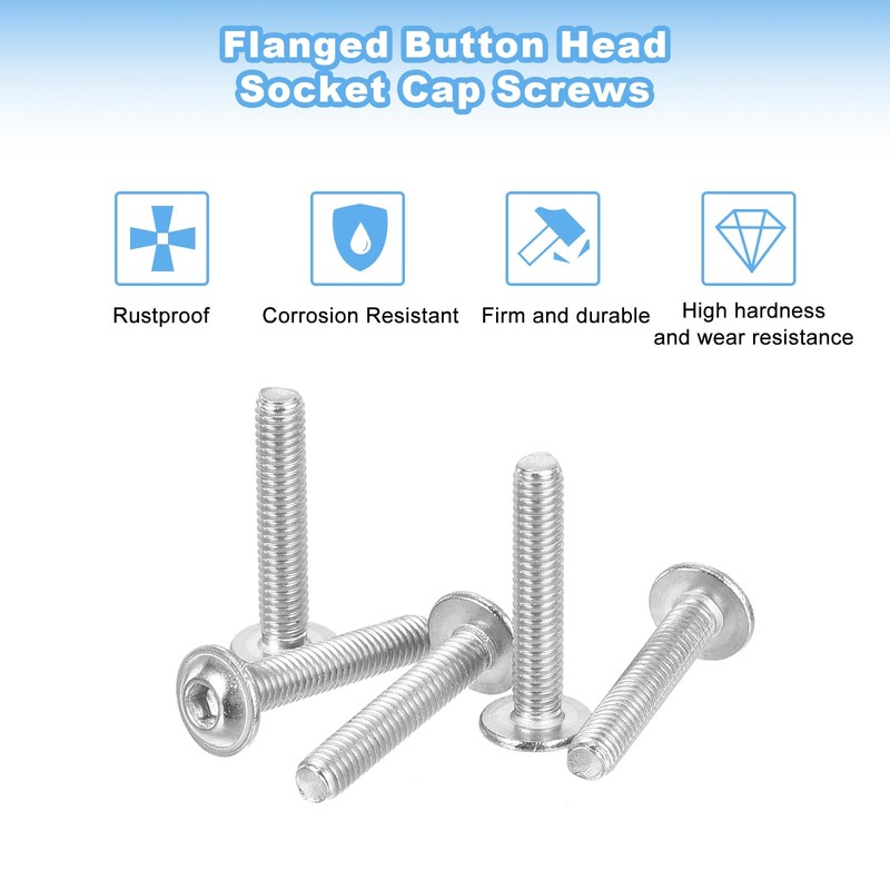 sourcing map 100Pcs M3-0.5x15mm Flanged Button Head Socket Cap Screws,