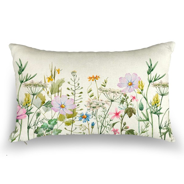 WCYYWGO Spring Throw Pillows Flowers And Grass Pillow Cover Sofa