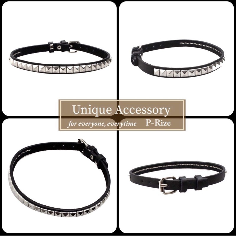 P-Rize Leather Choker Women's Small Pyramid Studded Men's Punk Rock