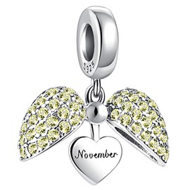 November Birthstone Charm for Charm Bracelet. Sterling Silver Heart Pendant Locket. Supplied in deluxe velvet pouch (November)