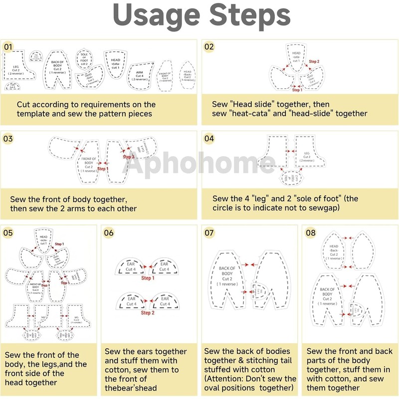 10 Pcs 15 Inch Reusable Memory Bear Acrylic Sewing and