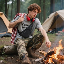 FOLOVEYA Sling Bag for Men Waterproof Slim Chest Bag Practical Crossbody Shoulder Bag with Multi-pocket Lightweight Anti-theft for Hiking Cycling Travel Outdoor Sports Polyester Left Shoulder Black