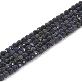 Natural Sapphire Gemstone 4mm Faceted Cube Square Loose Beads 16 Inch for DIY Jewelry Making Beads