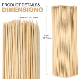 Suclain 500 Pcs Marshmallow Roasting Sticks 36" Long 5mm Thick, Smores Sticks Bamboo Skewers BBQ Kabob Grilling Barbecue Roasting Camping for Outdoor Fire Pits Campfires