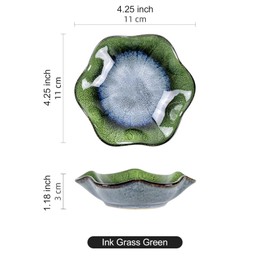 dazuihou Ceramic Trinket Dish, Ring Tray, Decorative Jewelry Dish, Decoration Plate for Earrings, Rings, Jewelry Dish Holder, Key Bowl, Trinket Tray, Earring Holder for Women (Ink Grass Green)