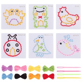 Plliocse 6 PCS Sewing Kits for Ages 4-8, Lacing Toys for Kids, Threading Toys, Children's Handmade Felt Fabric (Animal)