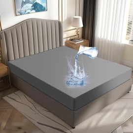 DUNSOO Matratzenschoner 140 x 200 cm wasserdicht und atmungsaktiv, Inkontinenzunterlage waschbar, Hygienischer Anti-milben Matratzen-bezug (Weiß) (Grau, 140 x 200 cm)