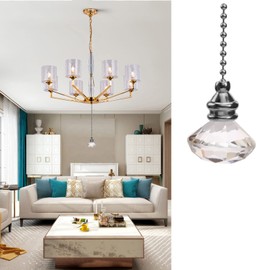 2pcs Light Pull Chain Pull Cord Handle Chain Extension Beaded 30cm Crystal Diamond Pull Chain for Bathroom Toilet Light/Ceiling Light Fan