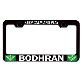 Custom Brother - Keep Calm and Play Bodhran Black Steel Auto SUV License Plate Frame License Tag Holder, J78