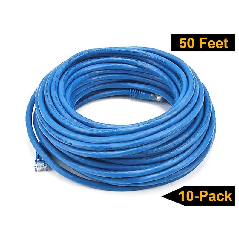 iMBAPrice 1' Cat5e Network Ethernet Patch Cable, 10 Pack, Blue