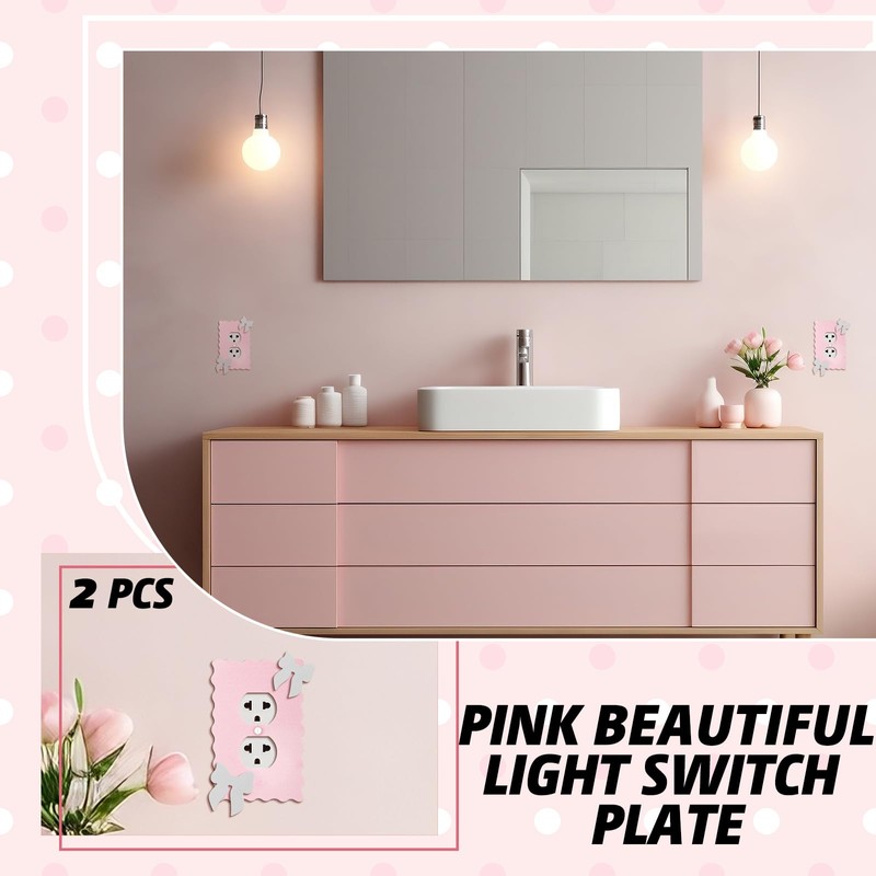 Relaxweex 2 Pcs Pink Bows Light Switch Cover Wall Plate