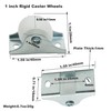 Floyutin 1 inch Rigid No-Swivel Plate Casters Small Rubber Wheels