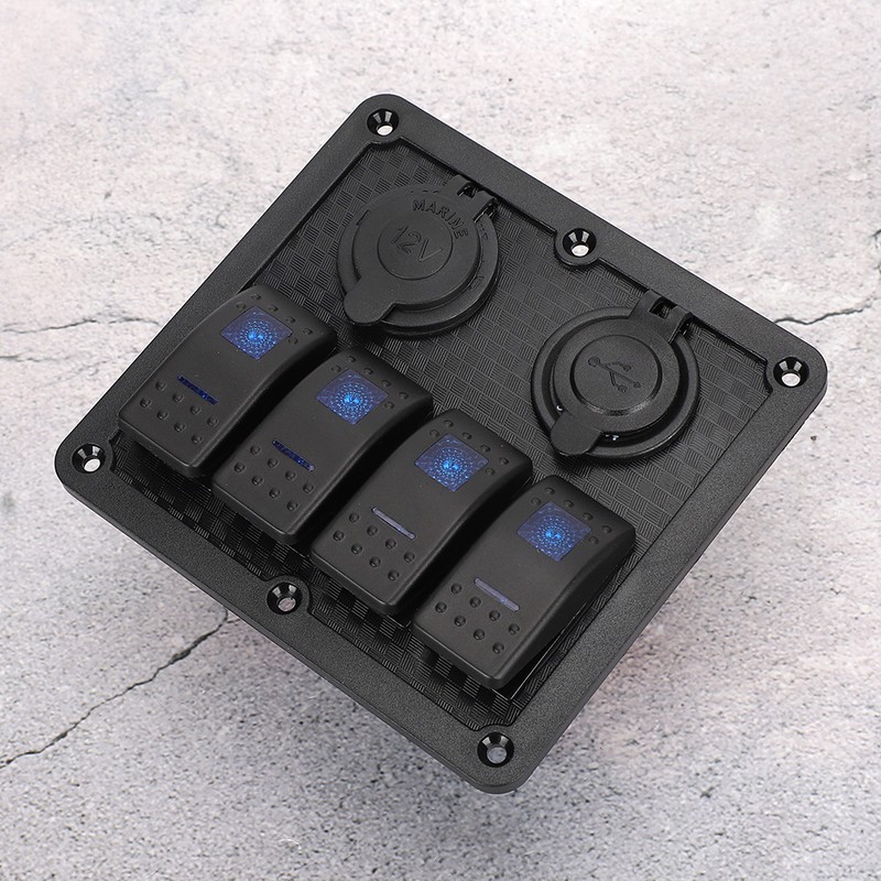 12V 24V 4 Gang Rocker Switch Panel IP65 Waterproof with