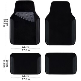 CAR PASS Waterproof Universal Fit Car Floor Mats, Faux Leather Car Carpet Mats, Black Car Mats with Anti-Slip Nibbs Backing & Driver Heel Pad Fit for SUV,Vans,sedans, Trucks,Set of 4pcs(All Black)