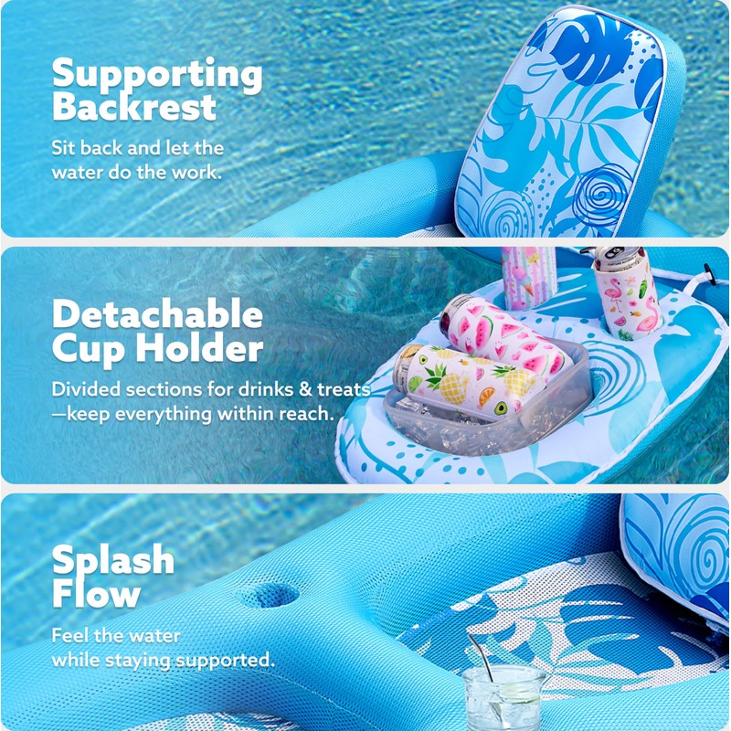 SLOOSH Pool Floats Lounger Adult, Fabric Pool Floaties Lounge Convertible