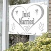Just Married Flag 100cm x 150cm, Silver and White Flag