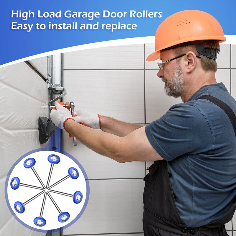 Treela 24 Pcs Blue Nylon Garage Door Rollers Set, 1.8"