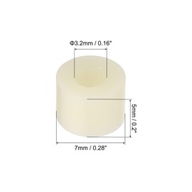 PATIKIL 3.2mm ID x 7mm OD x 5mm L Round Spacers Washers, 200 Pack ABS Plastic Standoff Gaskets for M3 Hardware Screws Bolts for 3D Printer Electrical Outlet, Beige