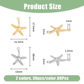 DICOSMETIC 304 Stainless Steel Starfish Charms, Small Sea Star Pendant, Ocean Animals Pendant, Beach Theme Charms for Necklace, Bracelet, Earring, Jewellery Making, Stainless Steel, No Gemstone