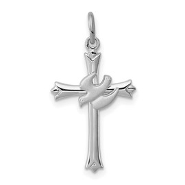 JewelryWeb 925 Sterling Silver Solid Polished Religious Faith Cross With Dove Charm 23x14mm Wide Pendant Necklace for Women