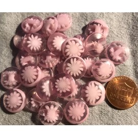 Unbranded 24 Thick Translucent Pale Pinkish Lilac Plastic Shank Buttons 9/16" 14mm # 4256
