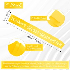 Sash 6 Pieces Sun Yellow Sashes Blank Party Accessories Sash Print Individual Satin Sash DIY Sash Unprinted Sash for Birthday Wedding Bachelorette Party Hen Night