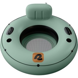 Retrospec Siesta Float 48" Inflatable River Tube | Heavy-Duty Water Float w/Backrest & Cup Holders | 300 lbs | Repair Kit | Pool, Lake & River