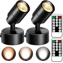 FZWLE 5W LED Indoor Spotlights with Remote - Dimmable & Timer, 3 Color Temperatures, 3000K/4000K/5000K- Ideal for Plants, Pictures & Artwork - Floor & Wall Accent Lights with 5.9FT Plug Cord
