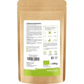 Löwenzahnwurzeltee BIO 500g | 100% naturrein - Löwenzahnwurzel aus kontrolliert biologischem Anbau von bioKontor